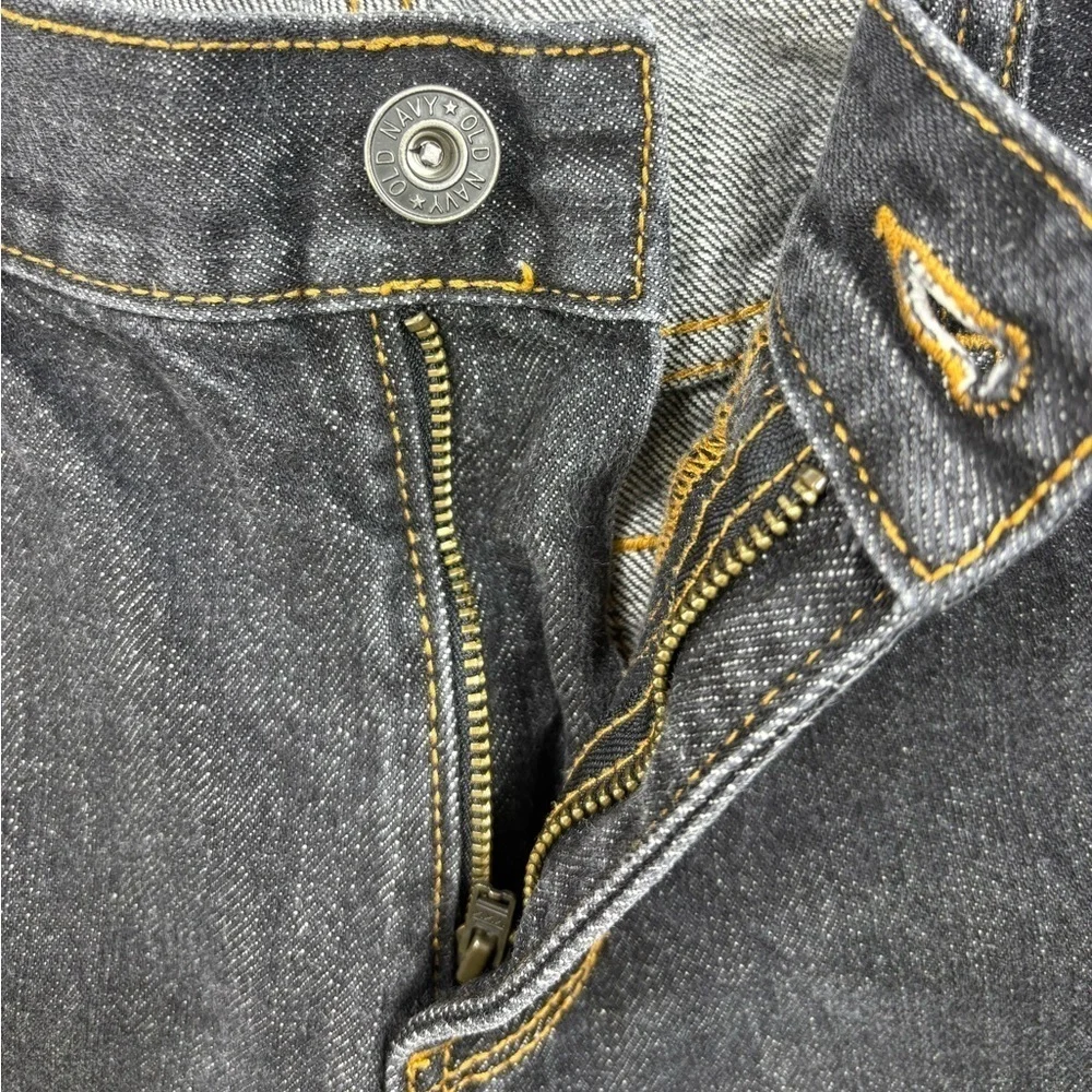 Old Navy Boys Husky Black Denim Adjustable Waist Tabs Bootcut Jeans